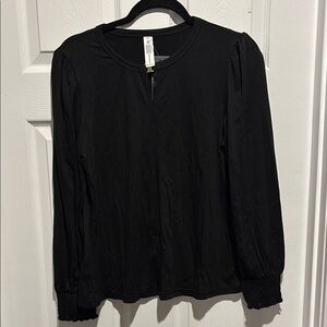 Black Long-Sleeve Puff-Sleeve Top - Women